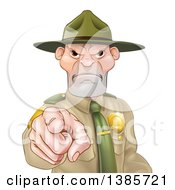 Tough And Angry White Male Forest Ranger Pointing Outwards