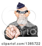 Tough And Angry White Male Robber Pointing Outwards