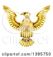 Poster, Art Print Of Golden Heraldic American Coat Of Arms Eagle With A Shield