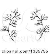 Clipart Of A Black And White Laurel Wreath Of Twigs Royalty Free Vector Illustration