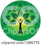 Poster, Art Print Of Black Silhouetted Person Forming The Trunk Of A Tree With Green Leaves In A Circle