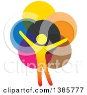 Poster, Art Print Of Gradient Silhouetted Person Forming The Trunk Of A Tree With Colorful Circle Leaves