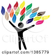 Poster, Art Print Of Black Silhouetted Person Forming The Trunk Of A Tree With Colorful Leaves