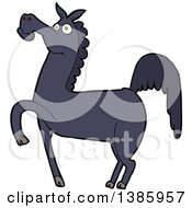 Clipart Of A Cartoon Black Horse Royalty Free Vector Illustration