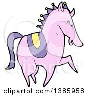 Clipart Of A Cartoon Pink Horse Royalty Free Vector Illustration