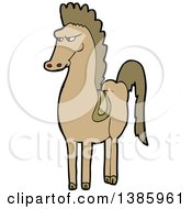 Clipart Of A Cartoon Brown Horse Royalty Free Vector Illustration