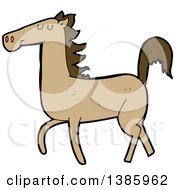 Clipart Of A Cartoon Brown Horse Royalty Free Vector Illustration