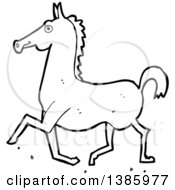 Poster, Art Print Of Cartoon Black And White Lineart Horse