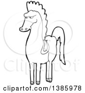 Poster, Art Print Of Cartoon Black And White Lineart Horse