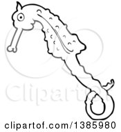 Clipart Of A Black And White Lineart Seahorse Royalty Free Vector Illustration