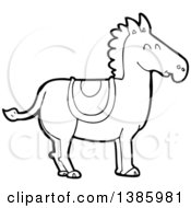 Poster, Art Print Of Cartoon Black And White Lineart Horse