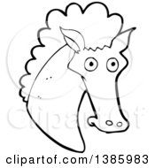 Poster, Art Print Of Cartoon Black And White Lineart Horse