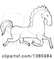 Poster, Art Print Of Cartoon Black And White Lineart Horse