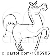 Poster, Art Print Of Cartoon Black And White Lineart Horse