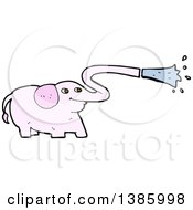 Clipart Of A Cartoon Pink Elephant Royalty Free Vector Illustration by lineartestpilot