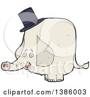 Clipart Of A Cartoon Elephant Wearing A Top Hat Royalty Free Vector Illustration by lineartestpilot