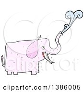 Clipart Of A Cartoon Pink Elephant Royalty Free Vector Illustration by lineartestpilot