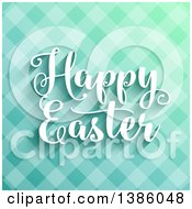 Poster, Art Print Of Happy Easter Greeting Over Blue Plaid