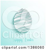 Poster, Art Print Of Happy Easter Greeting Under A Scribble Egg On Gradient Blue