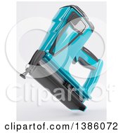 Clipart Of A 3d Blue Nail Gun On A Shaded Background Royalty Free Illustration
