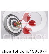 Poster, Art Print Of 3d Target With Three Darts In The Bullseye On A Shaded Background