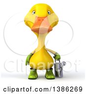 Clipart Of A 3d Yellow Gardener Duck On A White Background Royalty Free Illustration