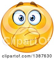 Poster, Art Print Of Cartoon Yellow Smiley Face Emoji Emoticon Covering His Mouth