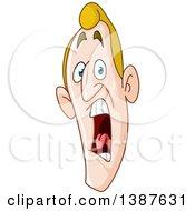 Clipart Of A Cartoon Panicked Blond White Mans Face Royalty Free Vector Illustration