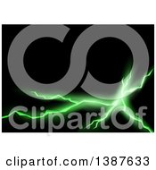 Clipart Of A Background Of Green Lightning Or Cracks On Black Royalty Free Vector Illustration