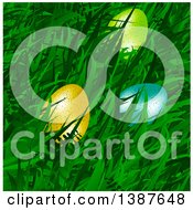 Poster, Art Print Of 3d Easter Eggs In Spring Grass