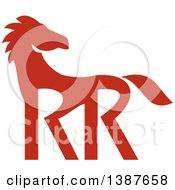 Poster, Art Print Of Retro Silhouetted Red Horse With Double Rr Legs