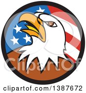Poster, Art Print Of Cartoon Bald Eagle Head In An American Flag Circle