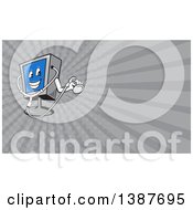 Clipart Of A Computer Monitor Mascot Holding A Diagnostics Stethoscope And Gray Rays Background Or Business Card Design Royalty Free Illustration by patrimonio