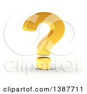 3d Golden Question Mark On A Shaded White Background With Clipping Path