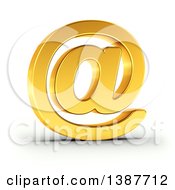 Poster, Art Print Of 3d Golden Email Arobase At Symbol On A Shaded White Background With Clipping Path