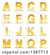 Poster, Art Print Of 3d Golden Capital Letters A Through P On A Shaded White Background With Clipping Path