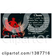 Poster, Art Print Of Kaiser Wilhelm Ii A Devil-Like Figure Who Is Holding A Bloody Sword With Text Reading Chums - When I Really Began To Admire You My Friend Was When You Pulled That Lusitania Job  When You Did That I Said To Myself