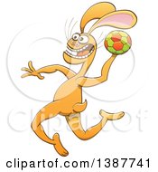 Clipart Of A Sporty Rabbit Playing Handball Royalty Free Vector Illustration