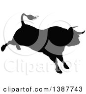 Poster, Art Print Of Silhouetted Black Bull Bucking