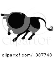 Poster, Art Print Of Silhouetted Black Bull Charging