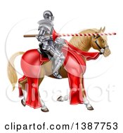 3d Fully Armored Medieval Jousting Knight Holding A Lance On A Horse