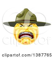 Clipart Of A Yellow Smiley Emoji Emoticon Army Drill Sergeant Yelling Royalty Free Vector Illustration by AtStockIllustration