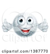 Cartoon Happy Golf Ball Character Giving Two Thumbs Up