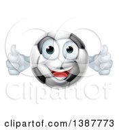 Cartoon Happy Soccer Ball Character Giving Two Thumbs Up