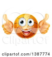 Poster, Art Print Of Cartoon Happy Basketball Character Giving Two Thumbs Up