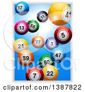 Poster, Art Print Of 3d Colorful Bingo Balls Over A Sunny Blue Sky Emerging From A Panel