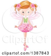 Poster, Art Print Of Blue Eyed Dirty Blond Caucasian Fairy Girl With A Flower Skirt And Leaf Top