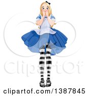 Clipart Of A Worried Giant Alice In Wonderland Royalty Free Vector Illustration
