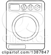 Poster, Art Print Of Cartoon Black And White Lineart Laundry Washing Machine