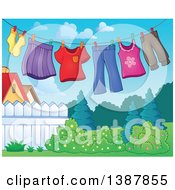 Poster, Art Print Of Clothes Line With Laundry Air Drying In A Yard